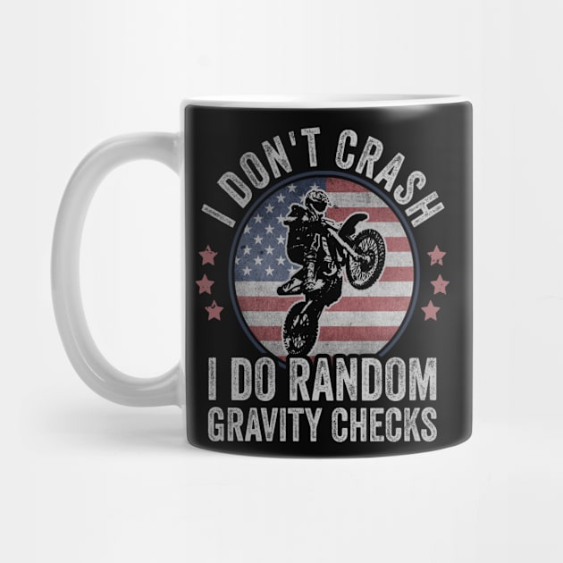 Funny Dirt Biking Dirt Bike Rider Motocross American Flag by Visual Vibes